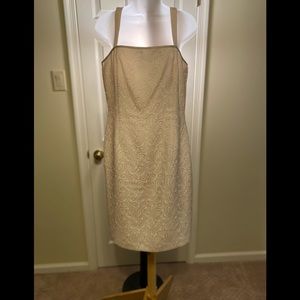 Stresa - Woman’s rich cream color embossed sleeveless dress, Size: 8